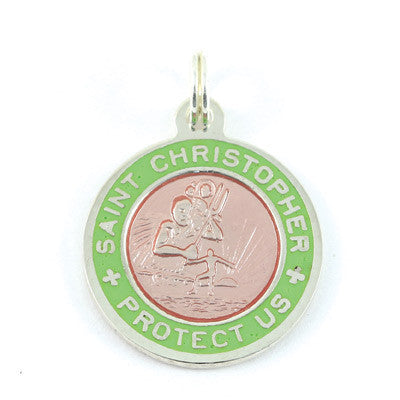 Small Sterling Silver St. Christopher Medals (Pink-Lime)