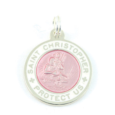 Small Sterling Silver St. Christopher Medals (Pink-White)