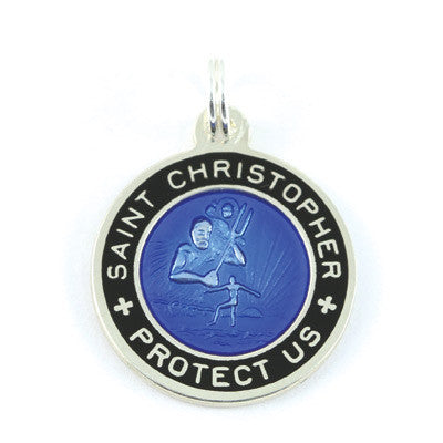 Small Sterling Silver St. Christopher Medals (Royalblue-Black)