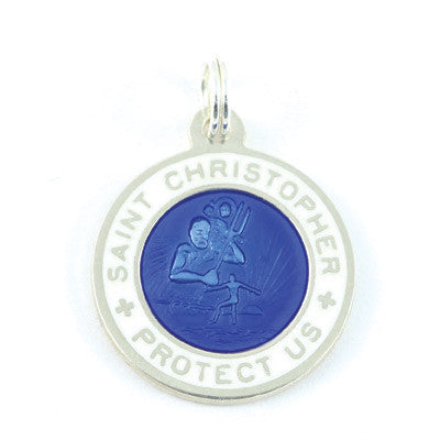 Small Sterling Silver St. Christopher Medals (Royalblue-White)