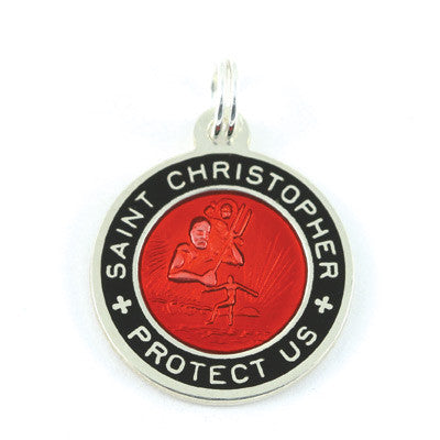 Small Sterling Silver St. Christopher Medals (Red-Black)