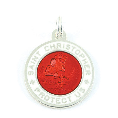 Small Sterling Silver St. Christopher Medals (Red-White)