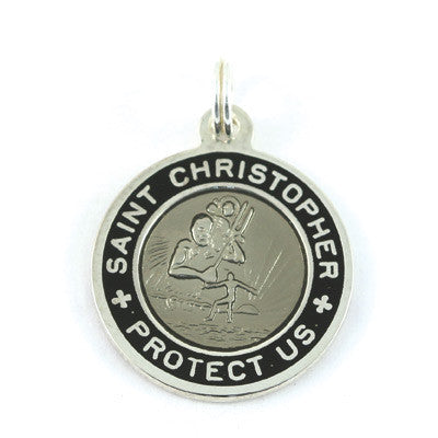 Small Sterling Silver St. Christopher Medals (Slate-Black)