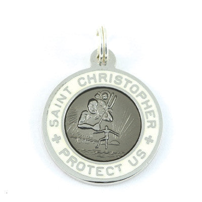 Small Sterling Silver St. Christopher Medals (Slate-White)