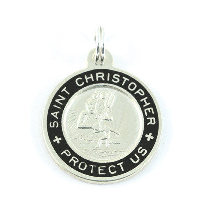 Small Sterling Silver St. Christopher Medals (Silver-Black)