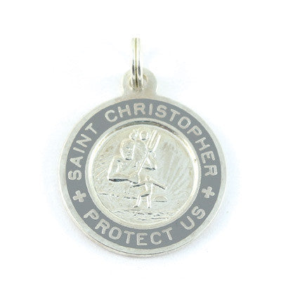 Small Sterling Silver St. Christopher Medals (Silver-Slate)