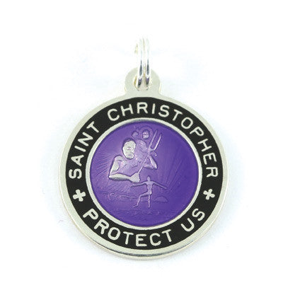 Small Sterling Silver St. Christopher Medals (Violet-Black)