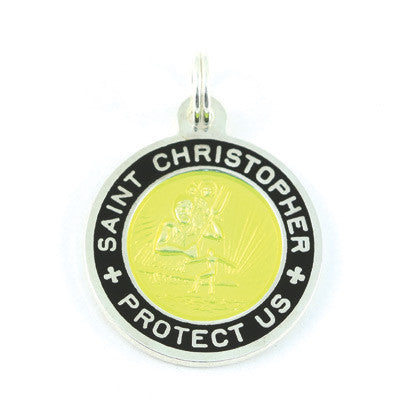 Small Sterling Silver St. Christopher Medals (Yellow-Black)