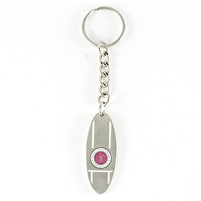 St. Christopher Surfboard Keychain (Fuchsia White)