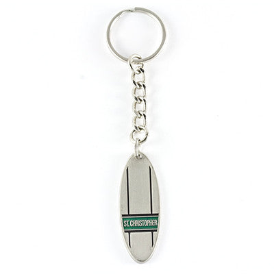 St. Christopher Surfboard Keychain (Kelly Green Black)