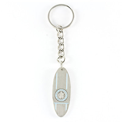 St. Christopher Surfboard Keychain (Silver Baby Blue)