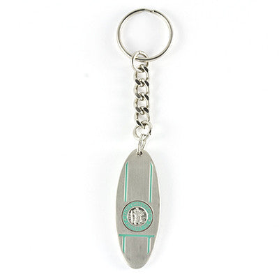 St. Christopher Surfboard Keychain (Silver-Teal)